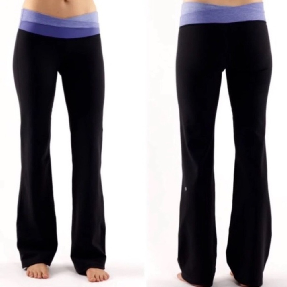 lululemon Astro yoga pants with gray/purple waist band, size 4